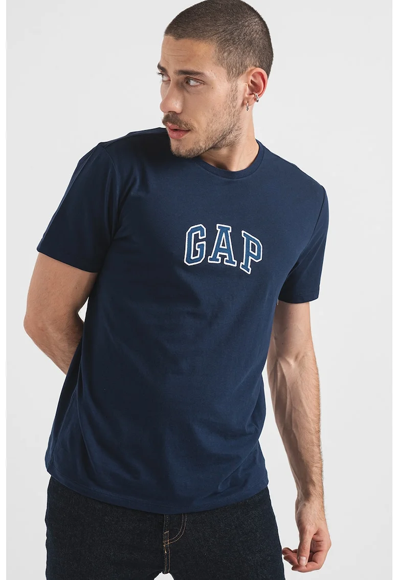 Tricou de bumbac cu logo, Bleumarin