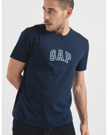 Tricou de bumbac cu logo, Bleumarin