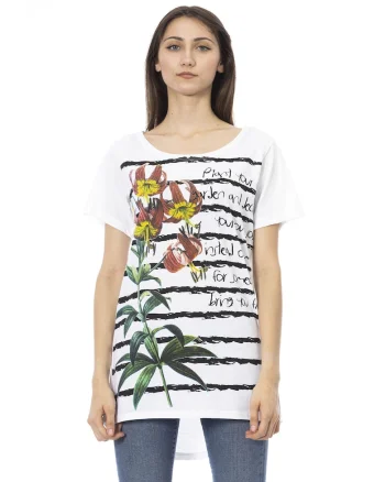 Tricou cu terminatie asimetrica, Alb