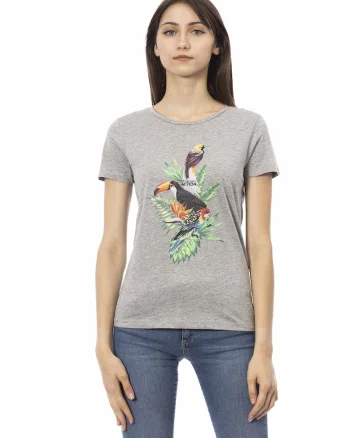Tricou slim fit cu decolteu rotund, Gri