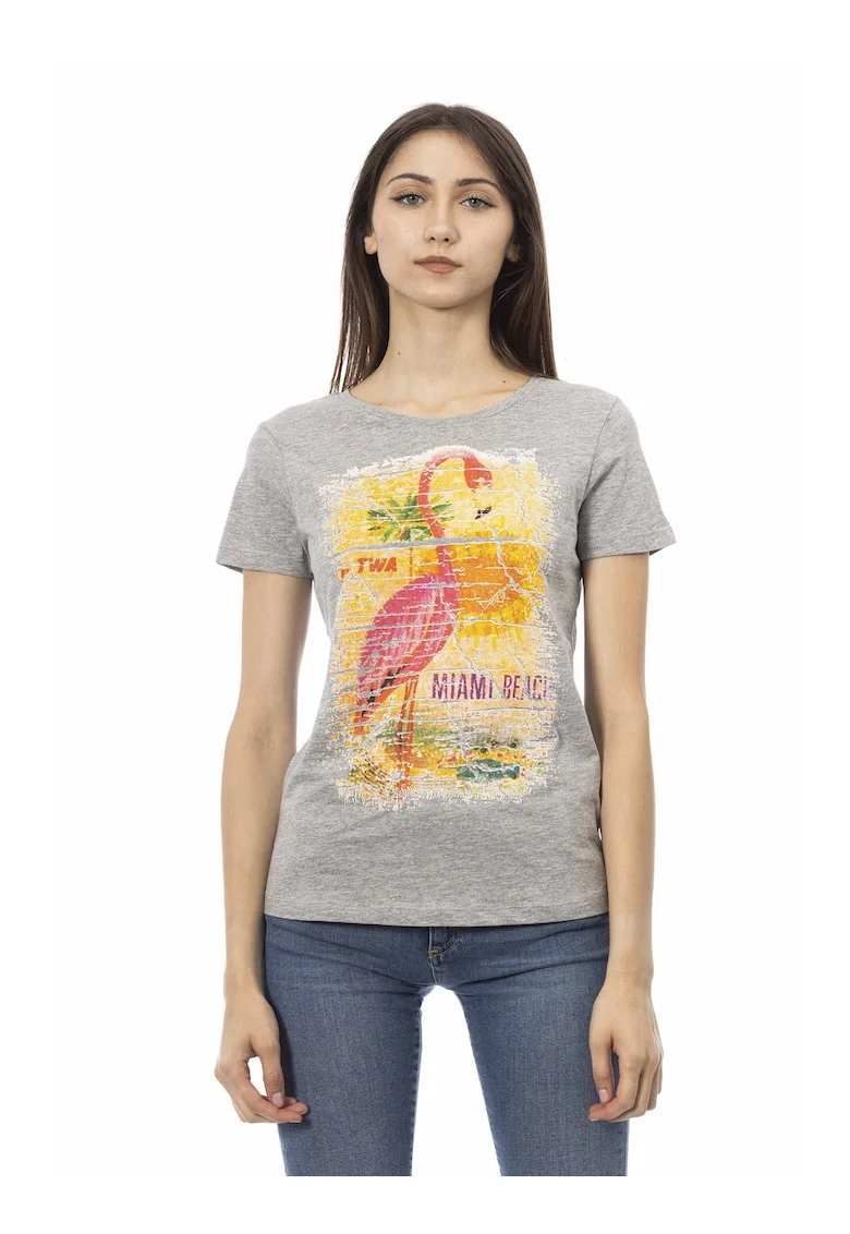 Tricou slim-fit cu decolteu rotund, Gri