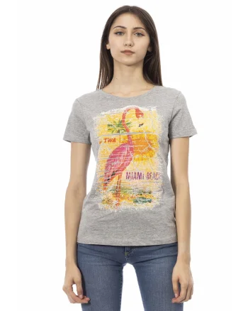 Tricou slim-fit cu decolteu rotund, Gri