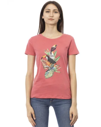 Tricou slim fit cu decolteu rotund, Rosu deschis