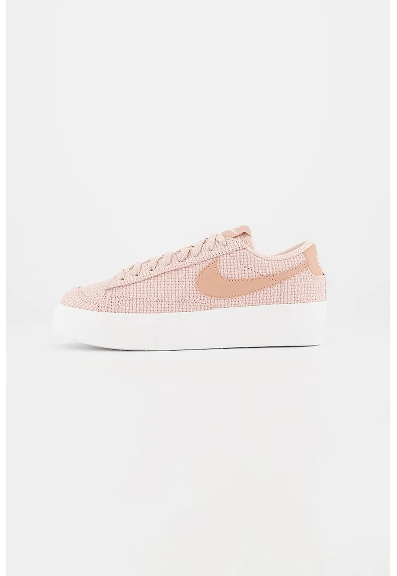 Pantofi sport texturati de piele cu garnituri de piele Blazer Low Platform, Roz prafuit