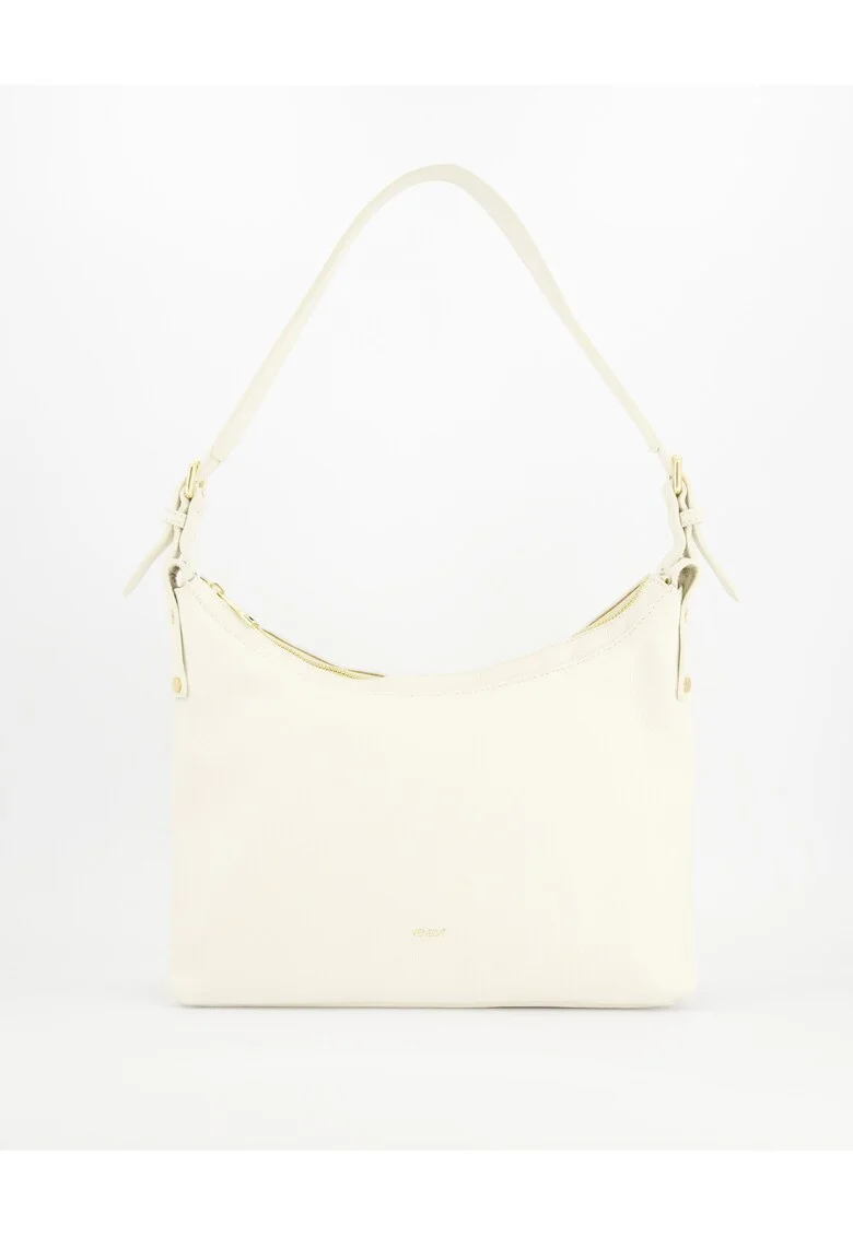 Geanta de umar,  piele naturala, alb, 26x37x12cm, 3 buzunare interioare