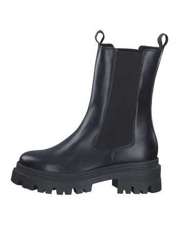 Cizme mid-calf Chelsea din piele, Negru
