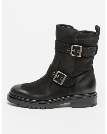 Cizme biker de piele, Negru