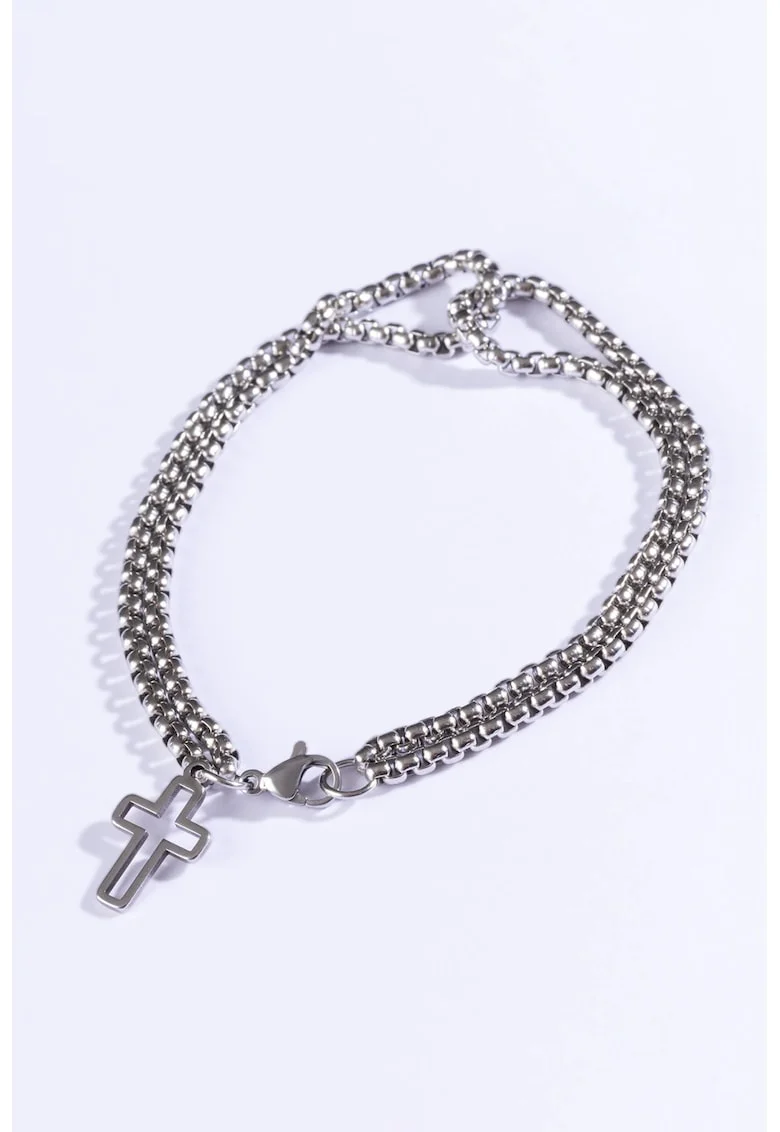 Bratara cu talisman cruce, Argintiu