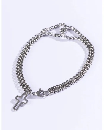 Bratara cu talisman cruce, Argintiu