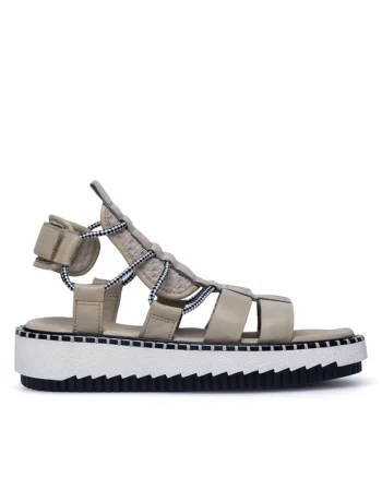 Sandale dama, 2404,  Piele naturala, Textil, Bej