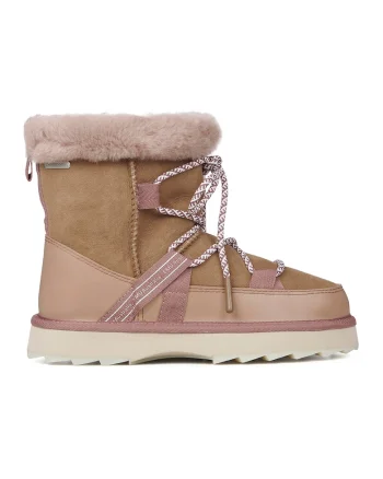 Ghete de piele intoarsa cu fermoar si sireturi Blurred, Maro camel