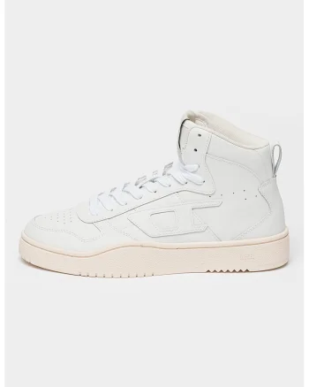 Pantofi sport high-cut de piele, Alb