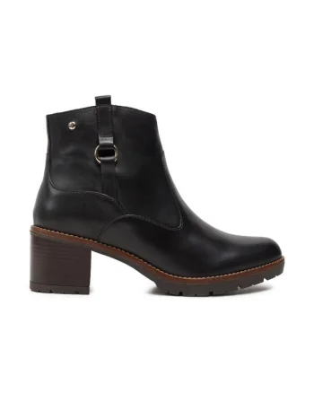 Botine dama,  304359, Piele naturala, Negru