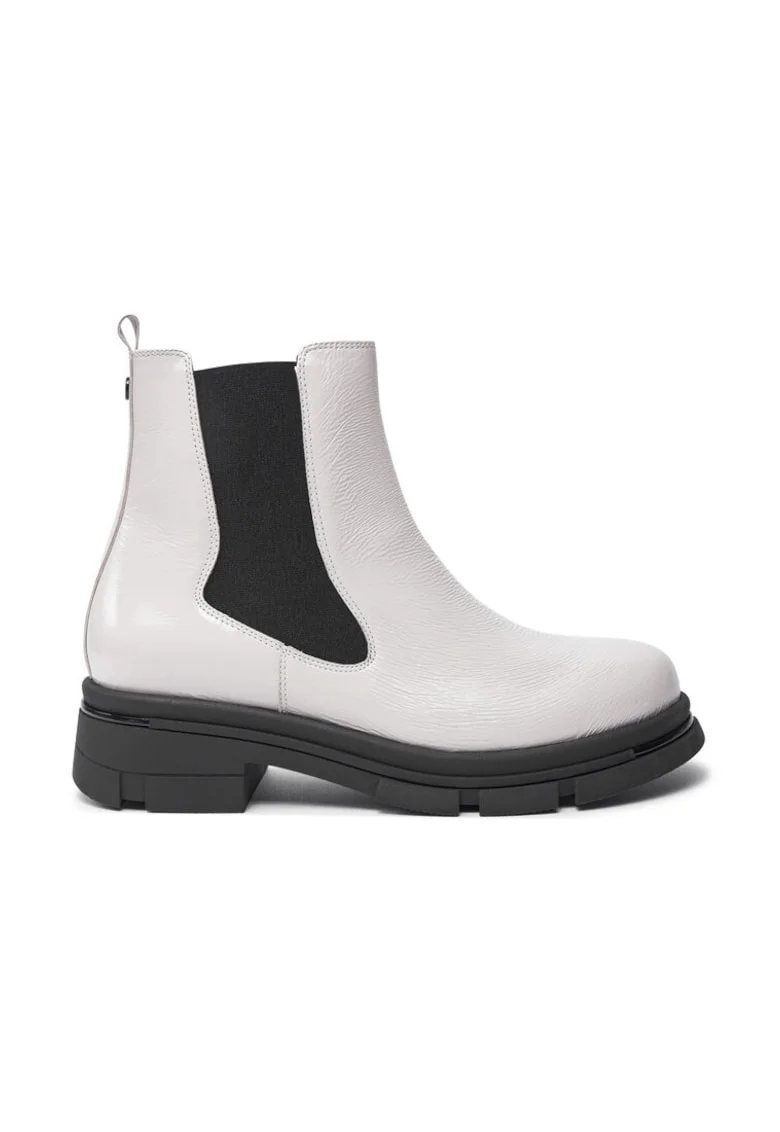 Botine 9-25428-43 Alb,  Piele lacuita