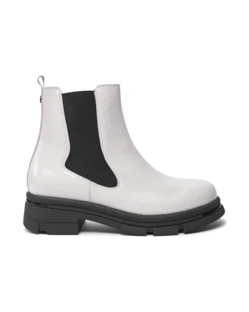 Botine 9-25428-43 Alb,  Piele lacuita