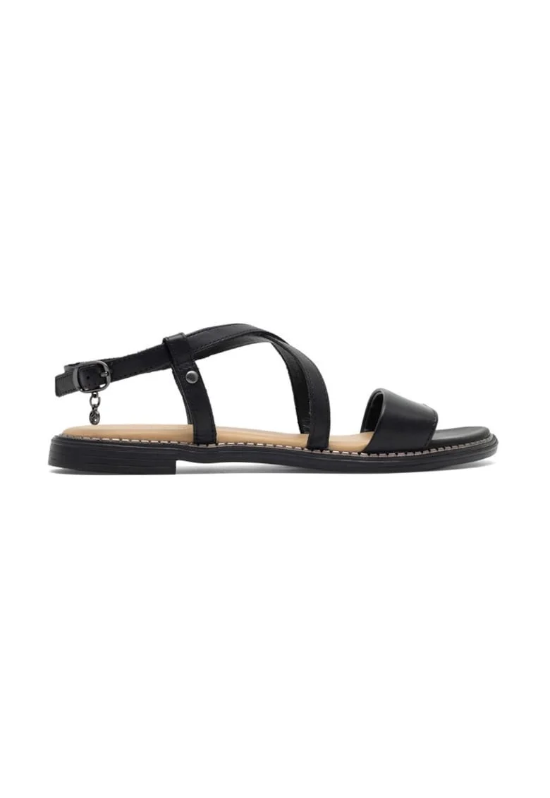 Sandale dama,  590559, Piele ecologica, Negru, Negru