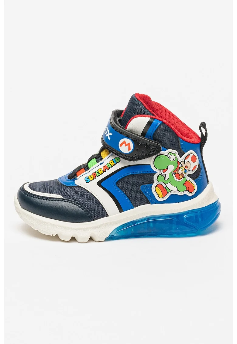Pantofi sport mid-high cu velcro Ciberdron, Albastru royal/Alb optic/Bleumarin