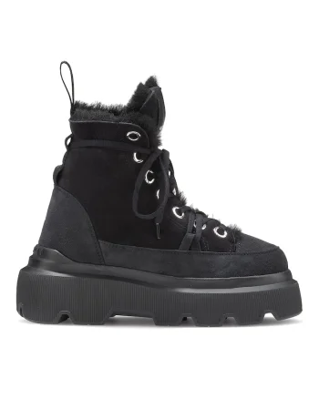 Ghete high-cut din piele intoarsa, Negru