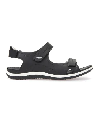 Sandale de piele ecologica cu velcro, Negru