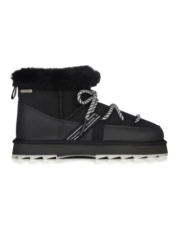 Ghete de piele intoarsa fara inchidere impermeabile Blurred Micro, Negru