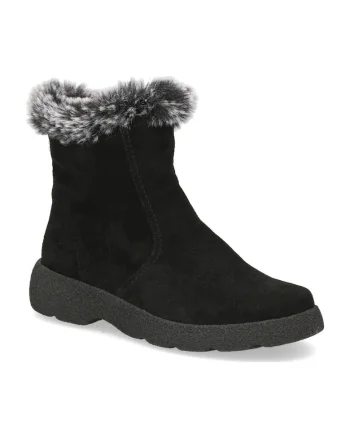 Ghete dama,  piele naturala/textil, casual, negru