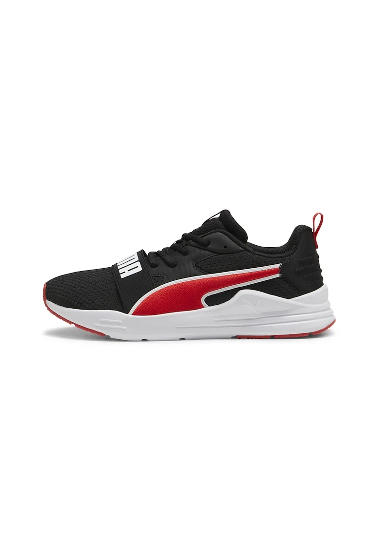 Pantofi sport din material textil cu logo Wired Run Pure, Alb/Negru/Rosu inchis