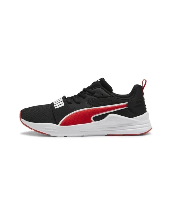 Pantofi sport din material textil cu logo Wired Run Pure, Alb/Negru/Rosu inchis