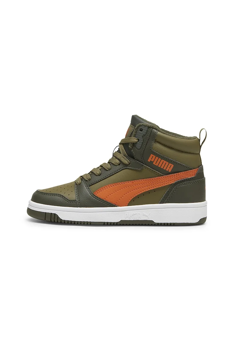 Pantofi sport mid-high de piele ecologica Rebound, Portocaliu/Verde masliniu