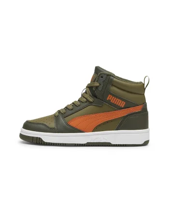 Pantofi sport mid-high de piele ecologica Rebound, Portocaliu/Verde masliniu