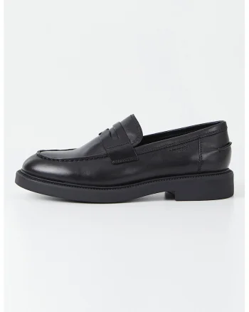 Pantofi loafer de piele cu logo discret, Negru