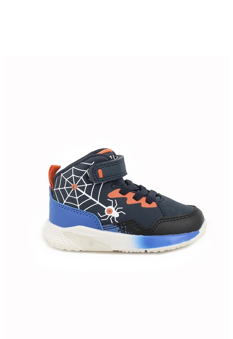 Pantofi sport high-top de piele ecologica, Negru/Bleumarin