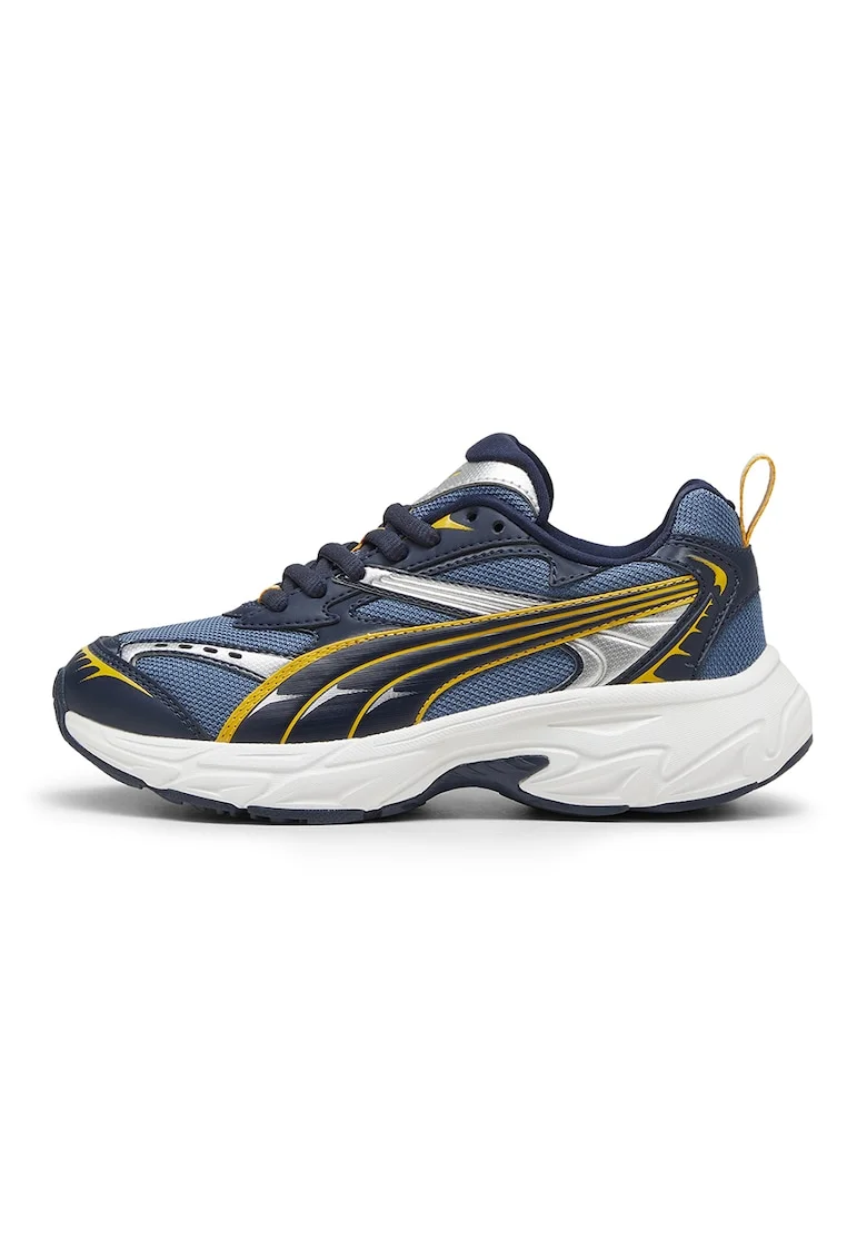 Pantofi sport din piele ecologica cu garnituri din plasa Morphic Techie, Galben/Albastru inchis/Bleumarin