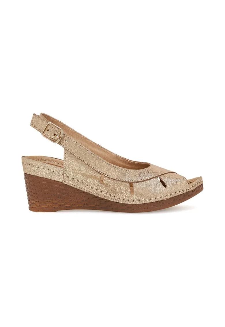 Sandale dama,  590559, Piele naturala, Auriu,