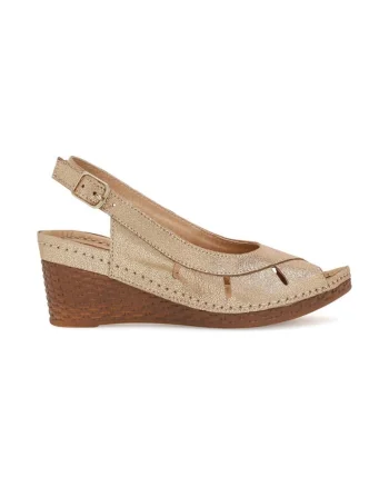 Sandale dama,  590559, Piele naturala, Auriu,