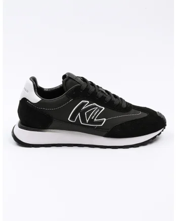 Pantofi sport low-cut cu garnituri din piele intoarsa, Negru