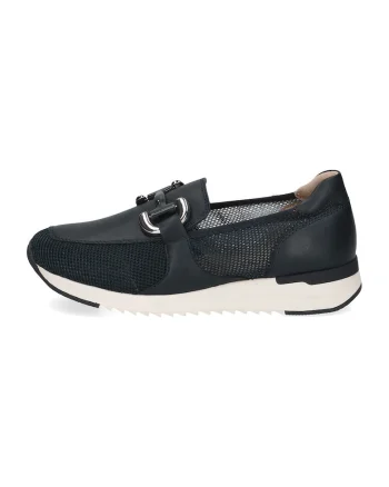 Pantofi loafer de piele si piele ecologica cu detalii perforate, Albastru ultramarin