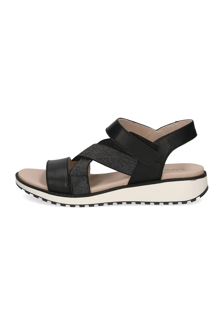 Sandale wedge cu velcro, Negru