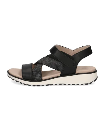 Sandale wedge cu velcro, Negru