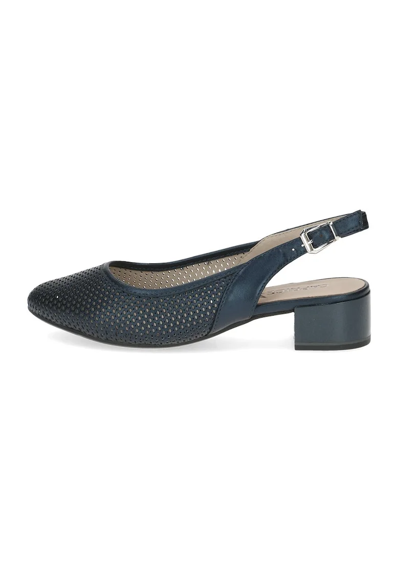 Pantofi de piele cu varf rotund, Bleumarin