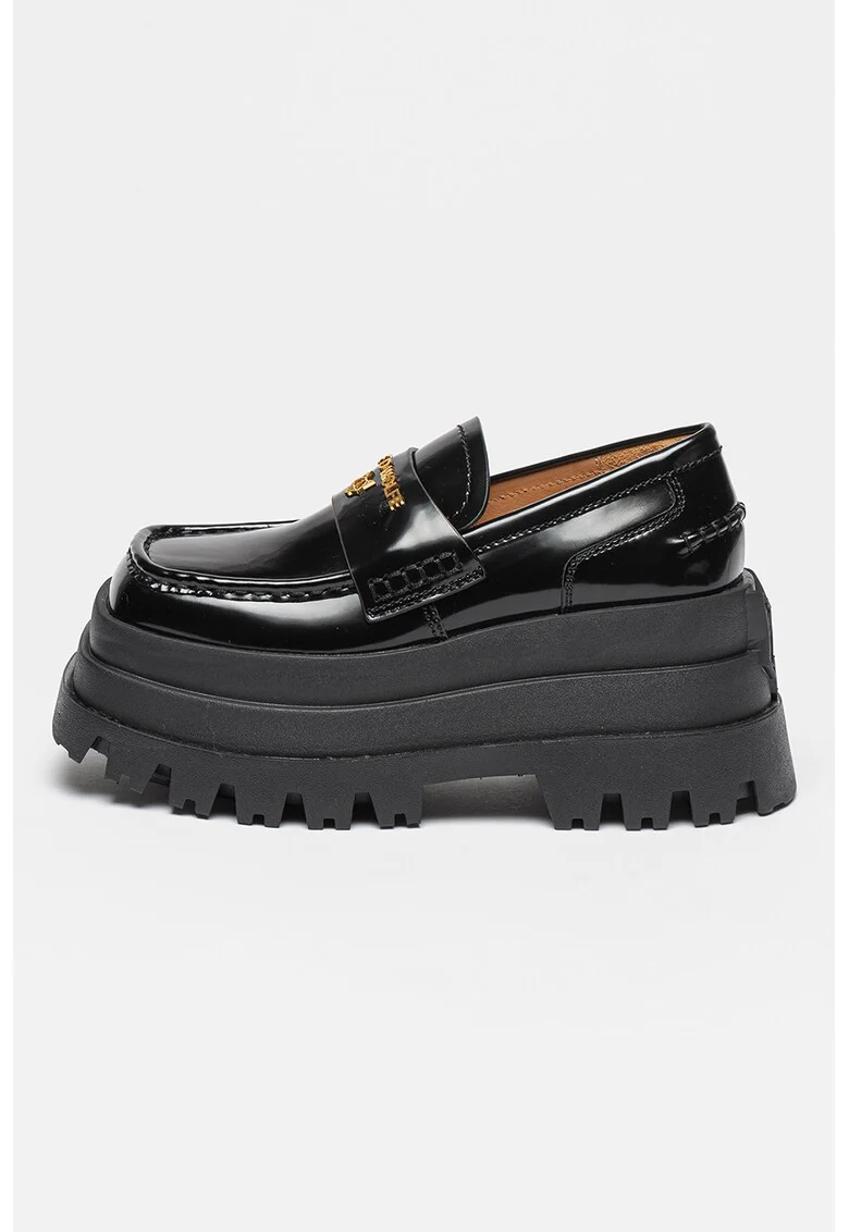 Pantofi loafer de piele cu aspect masiv Delusion, Negru