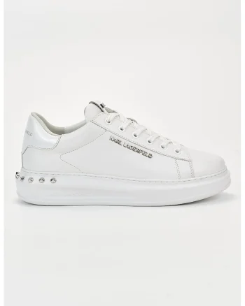 Pantofi sport din piele cu tinte, Alb optic