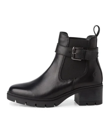 Ghete Chelsea de piele cu insertii textile, Negru
