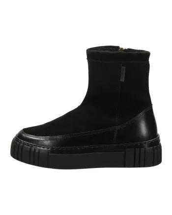 Ghete din piele si piele intoarsa cu captuseala din lana, Negru