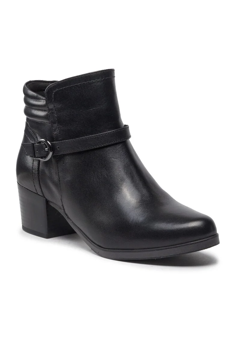 Botine dama,  301235200, Piele naturala, Negru, Negru