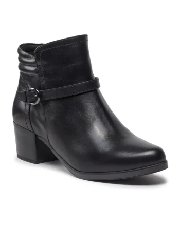 Botine dama,  301235200, Piele naturala, Negru, Negru