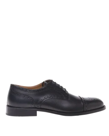 Pantofi derby din piele cu sireturi, Negru