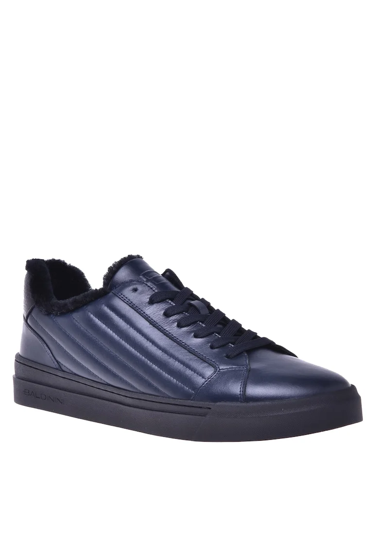 Pantofi sport din piele cu aspect matlasat, Albastru