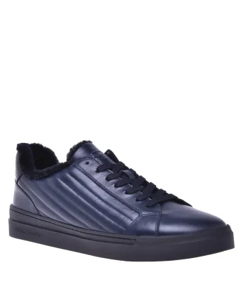 Pantofi sport din piele cu aspect matlasat, Albastru
