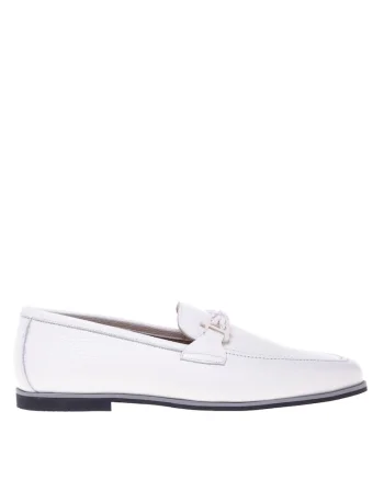 Pantofi loafer cu logo si aspect texturat, Alb