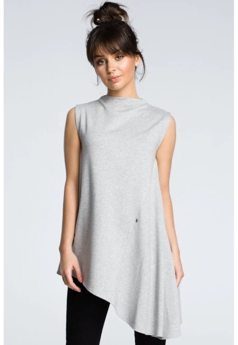 Bluza asimetrica fara maneci,  Gri